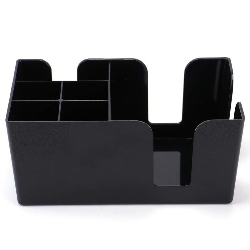 Tebery 3 Pack Black Plastic Bar Caddy with 6 Compartments, Refillable Bar Organizer Holds Napkins, Toothpicks, Straws - 9" L x 5.4" W - Image 4